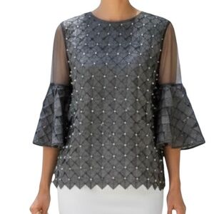 # A021 WHY DRESS  BLACK , Hi-LO ROMANTIC  3D Diamond satin patches, pearls